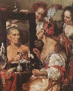 STROZZI, Bernardo Old Woman at the Mirror Spain oil painting reproduction